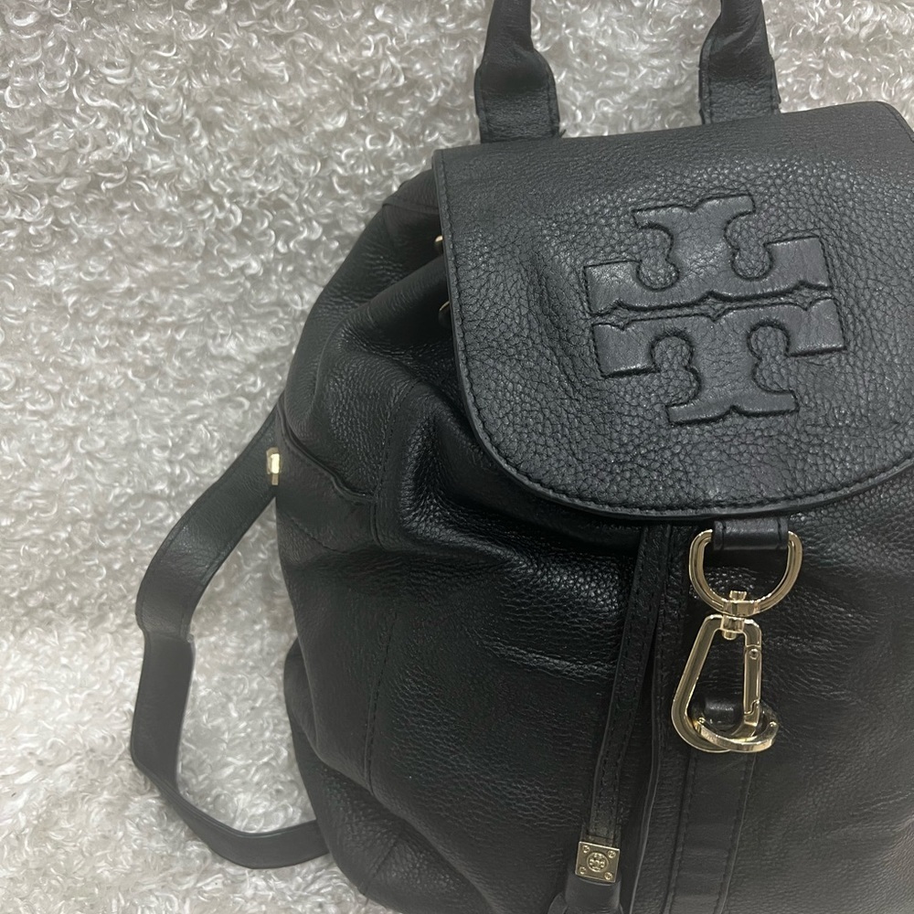 Tory Burch Leather Drawstring Backpack - Picture 2 of 16